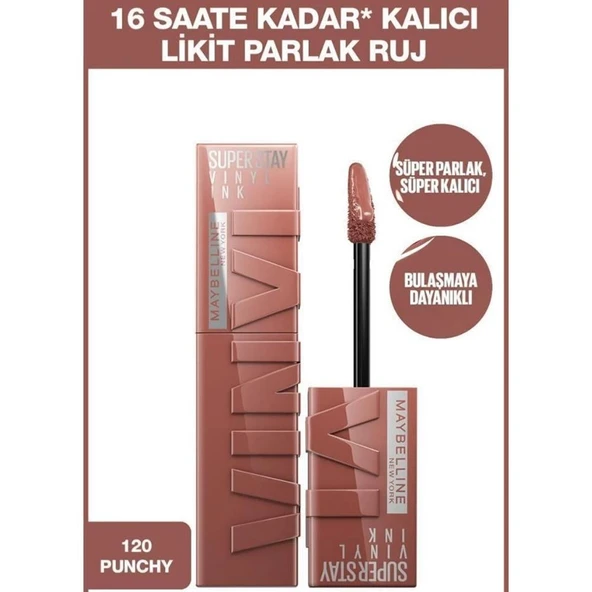 Maybelline New York Super Stay Vinyl Ink Likit Ruj 120 Punchy ürün görseli 1