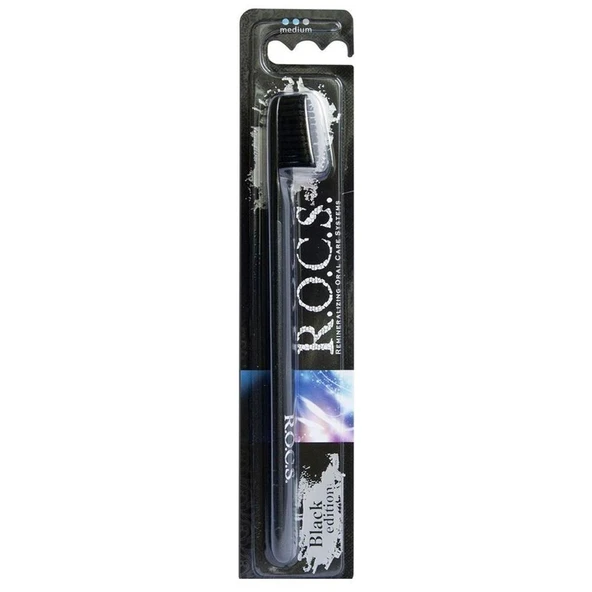 Rocs Diş Fırçası Black Edition Magic Whitening Medium Siyah ürün görseli 1