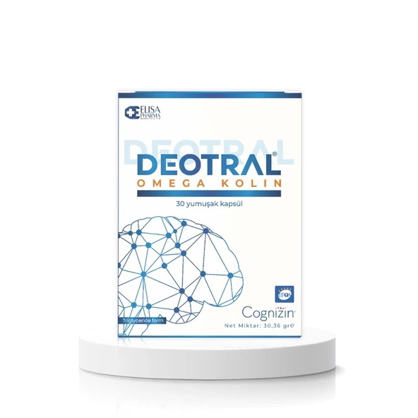 Deotral Omega Kolin 30 Softgel, Sitikolin, EPA, DHA, Omega 3, B6, B12 İçeren Balık Yağı ürün görseli 1