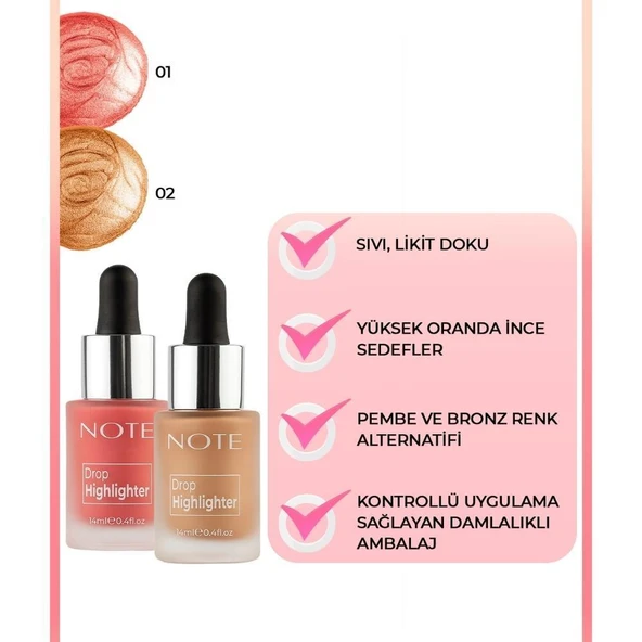 Note Drop Highlighter Likit Aydınlatıcı 02 Charming Desert - Resim 2