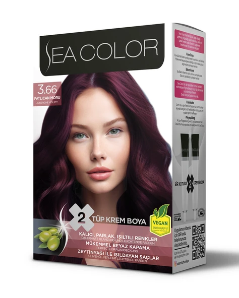 SEA COLOR 3.66 PATLICAN MORU SAÇ BOYASI X 2 ADET ürün görseli 1