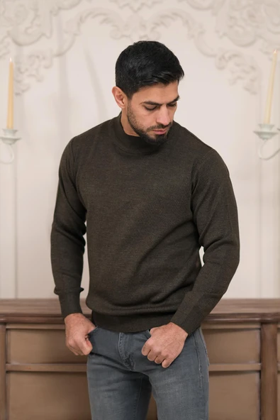 Woolen World Balıkçı Yaka Kalın Yünlü Erkek Triko Kazak ürün görseli 1