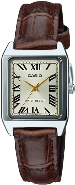 CASIO LTP-V007L-9BUDF KAHVERENGİ DERİ KORDON ROMA RAKAMLI KARE KADIN KOL SAATİ ürün görseli 1