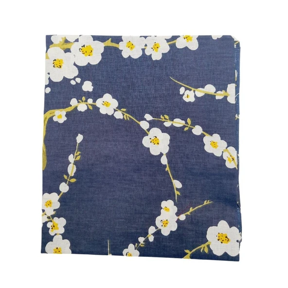 Çanta Aksesuar 80x35 cm Pamuklu Astarlık Kumaş Papatya Desen Lacivert Renk No:40 ürün görseli 1