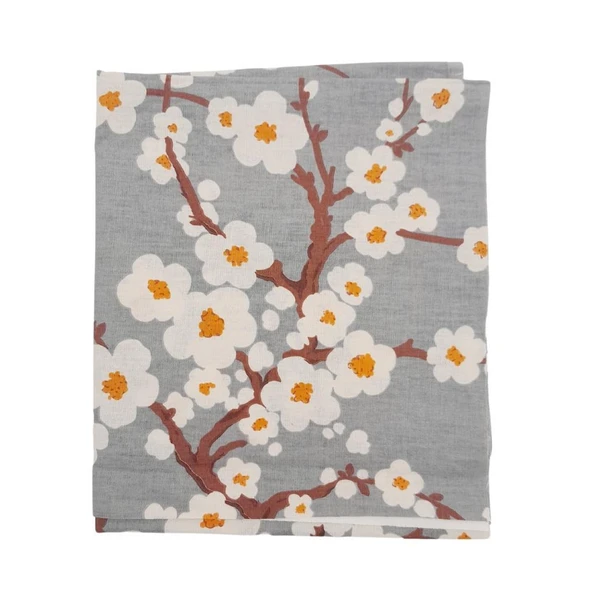 Çanta Aksesuar 80x35 cm Pamuklu Astarlık Kumaş Papatya Desen Gri Renk No:38 ürün görseli 1