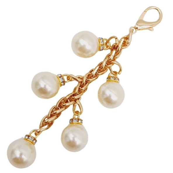 Çanta Aksesuar Light Gold Renk 16 mm İncili Süs - Resim 2