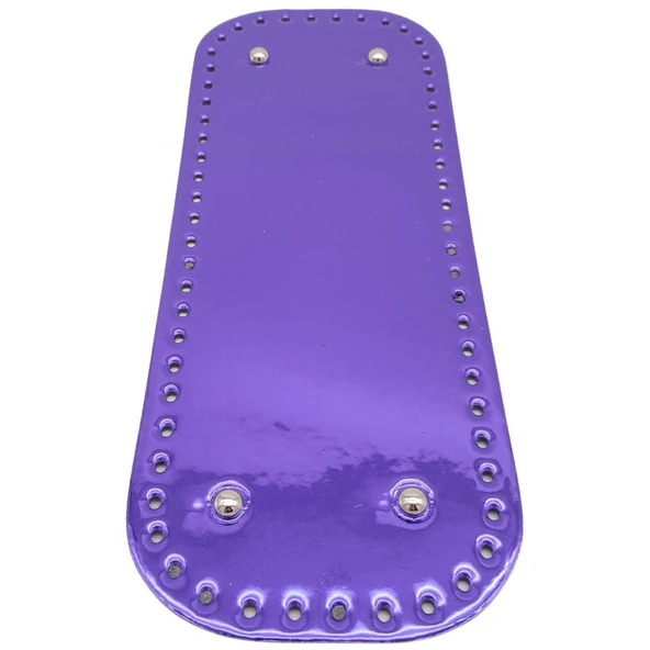 Çanta Aksesuar Parlak Rugan Deri 32x12 cm Dikdörtgen Çanta Tabanı Mor Renk Gümüş Metalli ürün görseli 1
