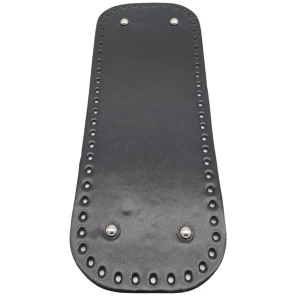 Çanta Aksesuar Parlak Rugan Deri 32x12 cm Dikdörtgen Çanta Tabanı Siyah Renk Gümüş Metalli ürün görseli 1