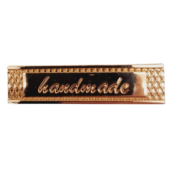 Çanta Aksesuar Handmade Yazılı Metal Etiket 4x1 cm Plaka Süs Light Gold Renk ürün görseli 1