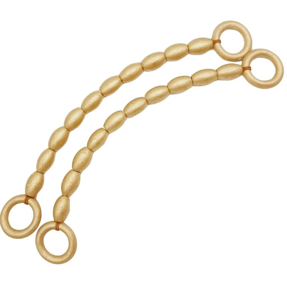 Çanta Aksesuar 20 mm Oval Ahşap Boncuklu 40 cm Gold Renk Çanta Sapı ürün görseli 1