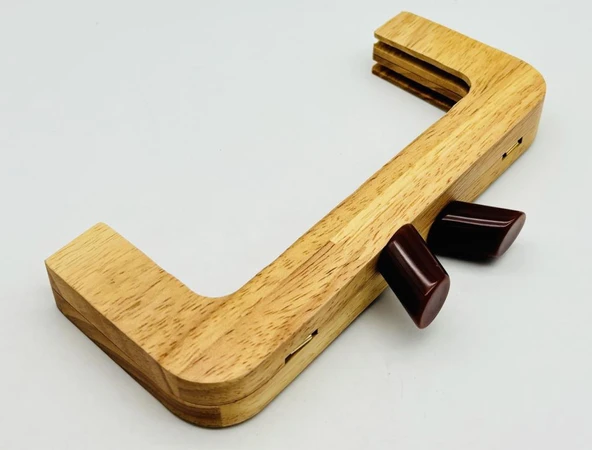 Çanta Aksesuar 20 Cm  Kahve Renk Silindir Başlıklı Ahşap Burs ürün görseli 1
