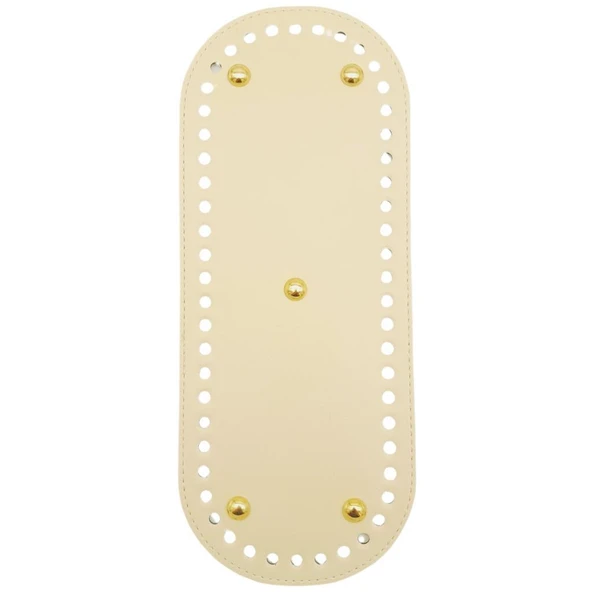 Çanta Aksesuar Suni Deri 30x12 cm Oval Çanta Tabanı Krem Renk Light Gold Aparatlı ürün görseli 1