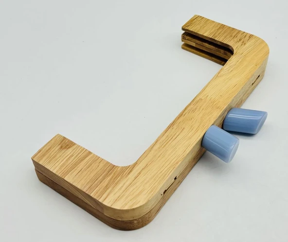 Çanta Aksesuar 20 Cm  Bebe Mavi Renk Silindir Başlıklı Ahşap Burs ürün görseli 1