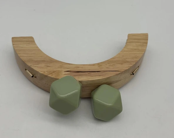 Çanta Aksesuar 14 Cm  Oval Ahşap Burs Yeşil  Renk Toplu ürün görseli 1