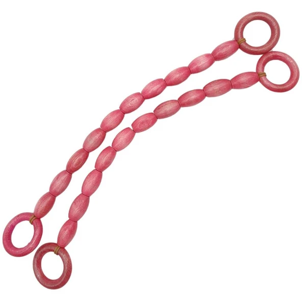 Çanta Aksesuar 20 mm Oval Ahşap Boncuklu 40 cm Pembe Renk Çanta Sapı ürün görseli 1