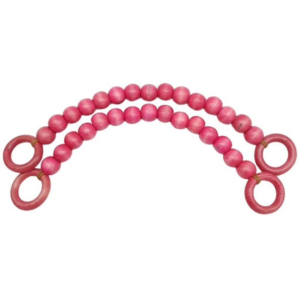 Çanta Aksesuar 20 mm Ahşap Boncuklu 37 cm Pembe Renk Çanta Sapı ürün görseli 1