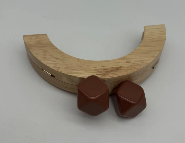 Çanta Aksesuar 14 Cm  Oval Ahşap Burs Sütlü Kahve Renk Toplu ürün görseli 1