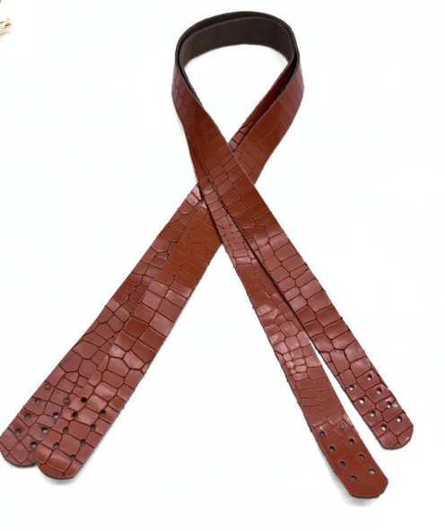 Çanta Aksesuar Taba Renk Croco Desen Deri 70x2 cm  Çift  Çanta Sapı ürün görseli 1