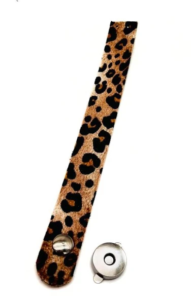 Çanta Aksesuar 18x2 cm Suni Deri Leopar Renk Çanta Kapağı Gümüş  Renk Metalli ürün görseli 1