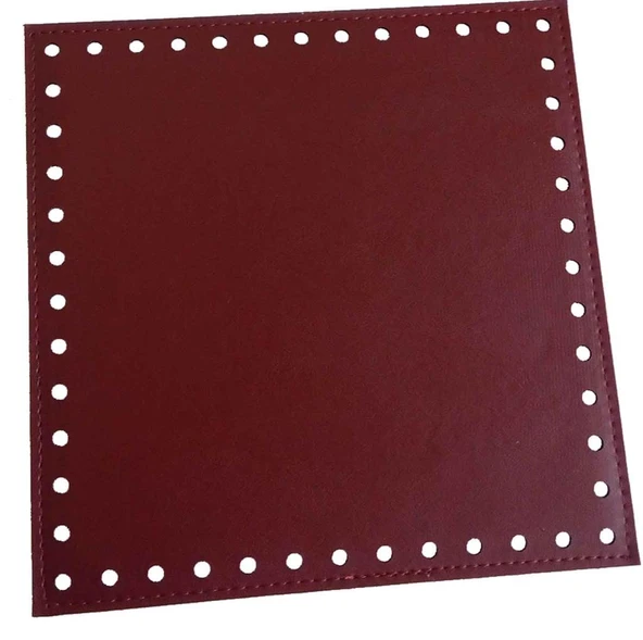 Çanta Aksesuar Bordo Renk 20X20 Cm Suni Deri Plaka ürün görseli 1