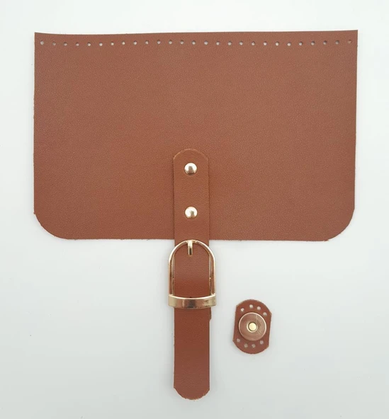 Çanta Aksesuar 22x24 cm Suni Deri Taba Renk Çanta Kapağı Light Gold Metalli ürün görseli 1