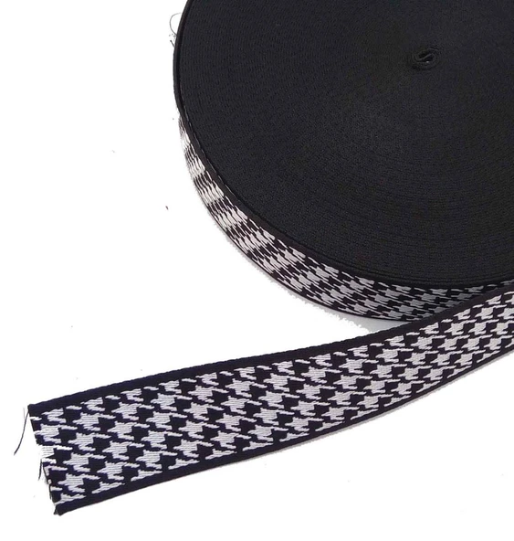 Çanta Aksesuar 5 Cm Kazayağı Desenli Siyah  Polyester Kolon ürün görseli 1