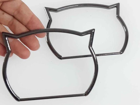 Çanta Aksesuar 11X8 Cm Füme Renk, Kedili Metal Çanta Sapı ürün görseli 1