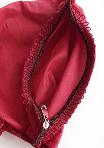 Çanta Aksesuar Bordo Renk 28X28 Cm Dikilmiş Halde Fermuarlı Astar ürün görseli 1