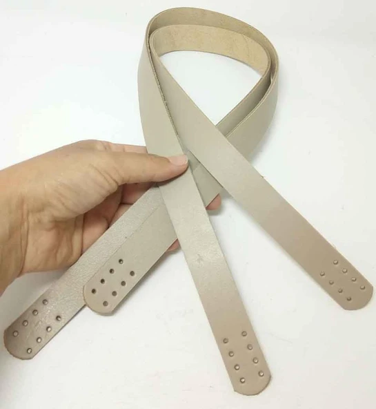 Çanta Aksesuar Krem Renk Gerçek Deri 70X2.3 Cm Çift Sap ürün görseli 1