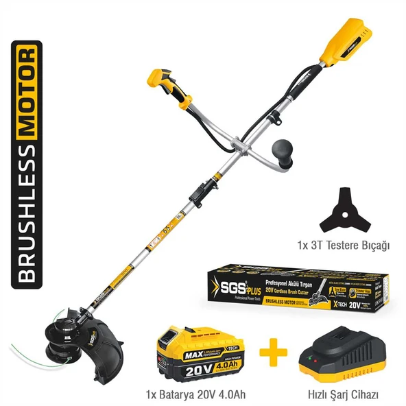 SGS PROFESYONEL AKÜLÜ TIRPAN SETİ 20V 1X4.0 Ah (KÖMÜRSÜZ MOTOR) ürün görseli 1