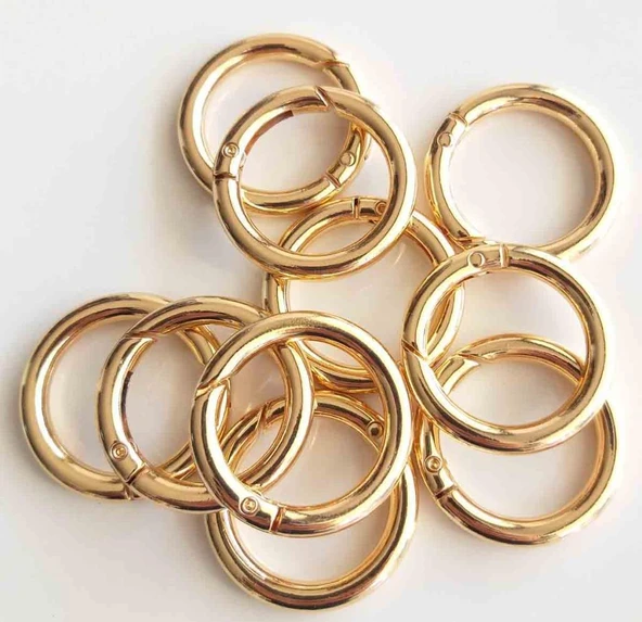 Çanta Aksesuar 10Lu 2.5 Cm Light Gold Renk Yaylı Halka Örgü Çanta İçin ürün görseli 1