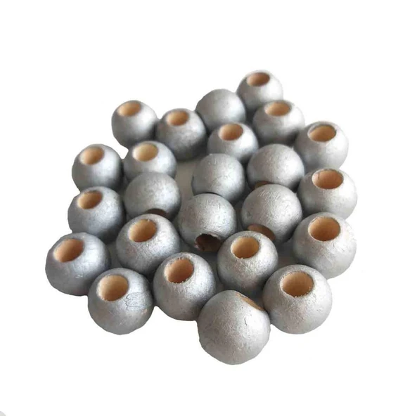 Çanta Aksesuar 20 Gr Gümüş Renk Ahşap Boncuk ürün görseli 1