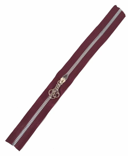 Çanta Aksesuar Başlıklı Fermuar 30 Cm Gümüş Metal Bordo ürün görseli 1