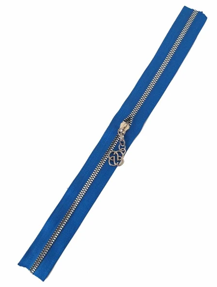 Çanta Aksesuar Başlıklı Fermuar 30 Cm Gümüş Metal Saks Mavi ürün görseli 1