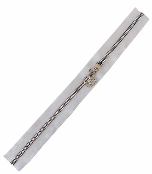 Çanta Aksesuar Başlıklı Fermuar 30 Cm Gümüş Metal Beyaz ürün görseli 1