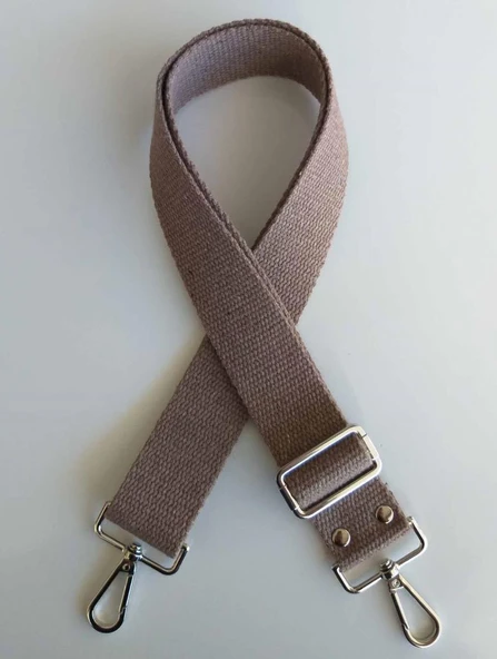 Çanta Aksesuar Pamuklu Kolon 120X4 Cm Gümüş Metal Vizon ürün görseli 1