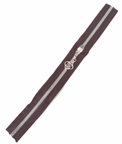 Çanta Aksesuar Başlıklı Fermuar 30 Cm Gümüş Metal Koyu Vizon ürün görseli 1
