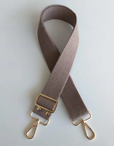 Çanta Aksesuar Pamuklu Kolon 120X4 Cm Light Gold Metal Vizon ürün görseli 1