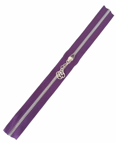 Çanta Aksesuar Başlıklı Fermuar 30 Cm Gümüş Metal Mor ürün görseli 1