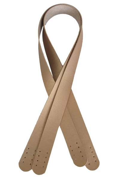 Çanta Aksesuar 80X2.4 Cm, Tek Kat Suni Deri Gold Renk Çift Sap ürün görseli 1
