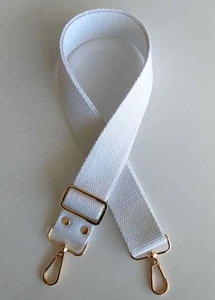 Çanta Aksesuar Pamuklu Kolon 120X4 Cm Light Gold Metal Beyaz ürün görseli 1