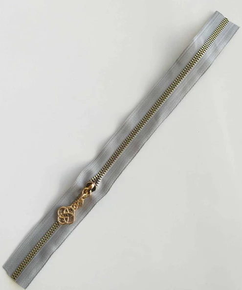 Çanta Aksesuar Başlıklı Fermuar 30 Cm Light Gold Metal Açık Gri ürün görseli 1