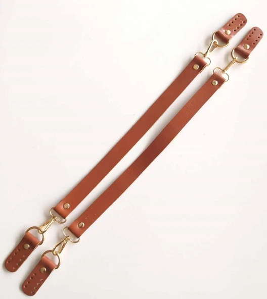 Çanta Aksesuar Gerçek Deri 55 Cm Misu Model Çift Sap Taba Gold Metal ürün görseli 1