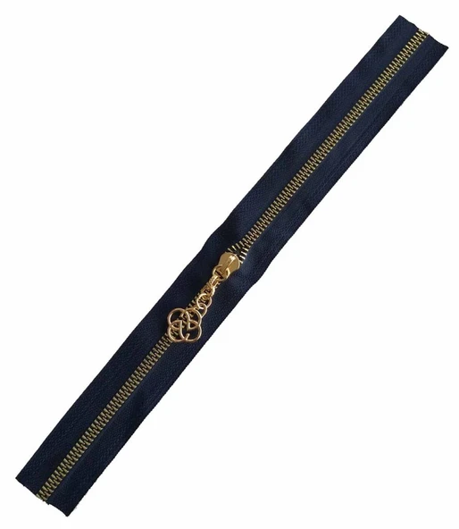 Çanta Aksesuar Başlıklı Fermuar 40 Cm Light Gold Metal Lacivert ürün görseli 1