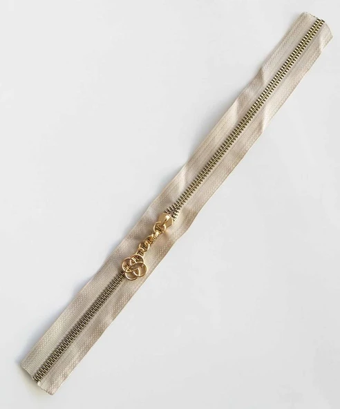 Çanta Aksesuar Başlıklı Fermuar 40 Cm Light Gold Metal Bej ürün görseli 1