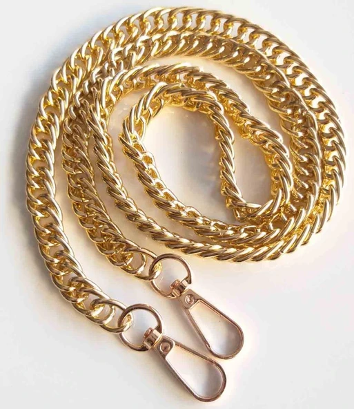 Çanta Aksesuar Çift Halkalı Light Gold Çanta Zinciri Kancalı (120 Cm) ürün görseli 1