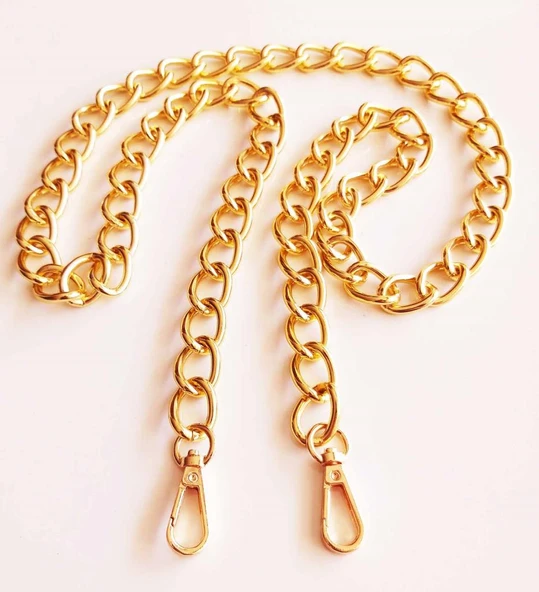 Çanta Aksesuar Light Gold Renk 16X22 Mm Çanta Zinciri Kancalı (120 Cm) ürün görseli 1