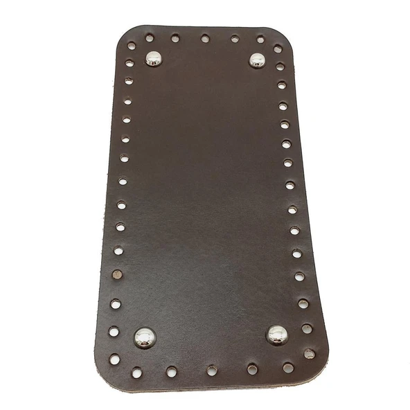 Çanta Aksesuar Gerçek Deri Koyu Kahve 25X12 cm Dikdörtgen Gümüş Metalli Çanta Tabanı ürün görseli 1