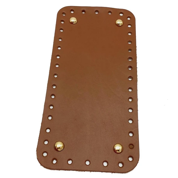 Çanta Aksesuar Gerçek Deri Sütlü Kahve 25X12 cm Dikdörtgen Light Gold Metalli Çanta Tabanı ürün görseli 1