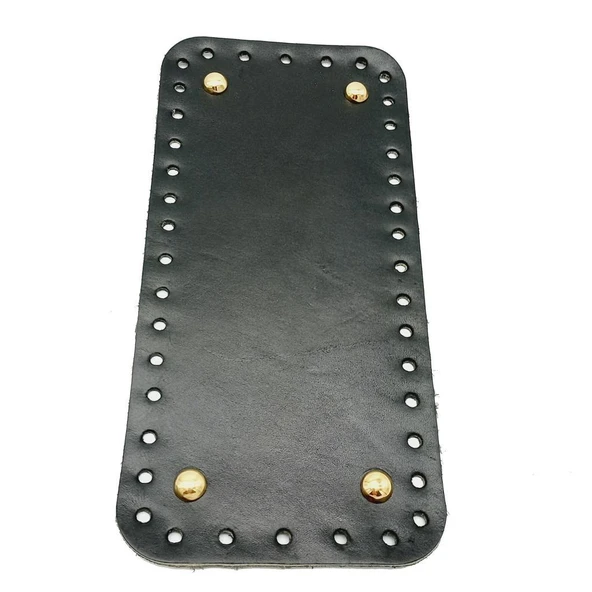 Çanta Aksesuar Gerçek Deri Siyah 25X12 cm Dikdörtgen Light Gold Metalli Çanta Tabanı ürün görseli 1